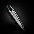 Black and white striped pendant on a black background
