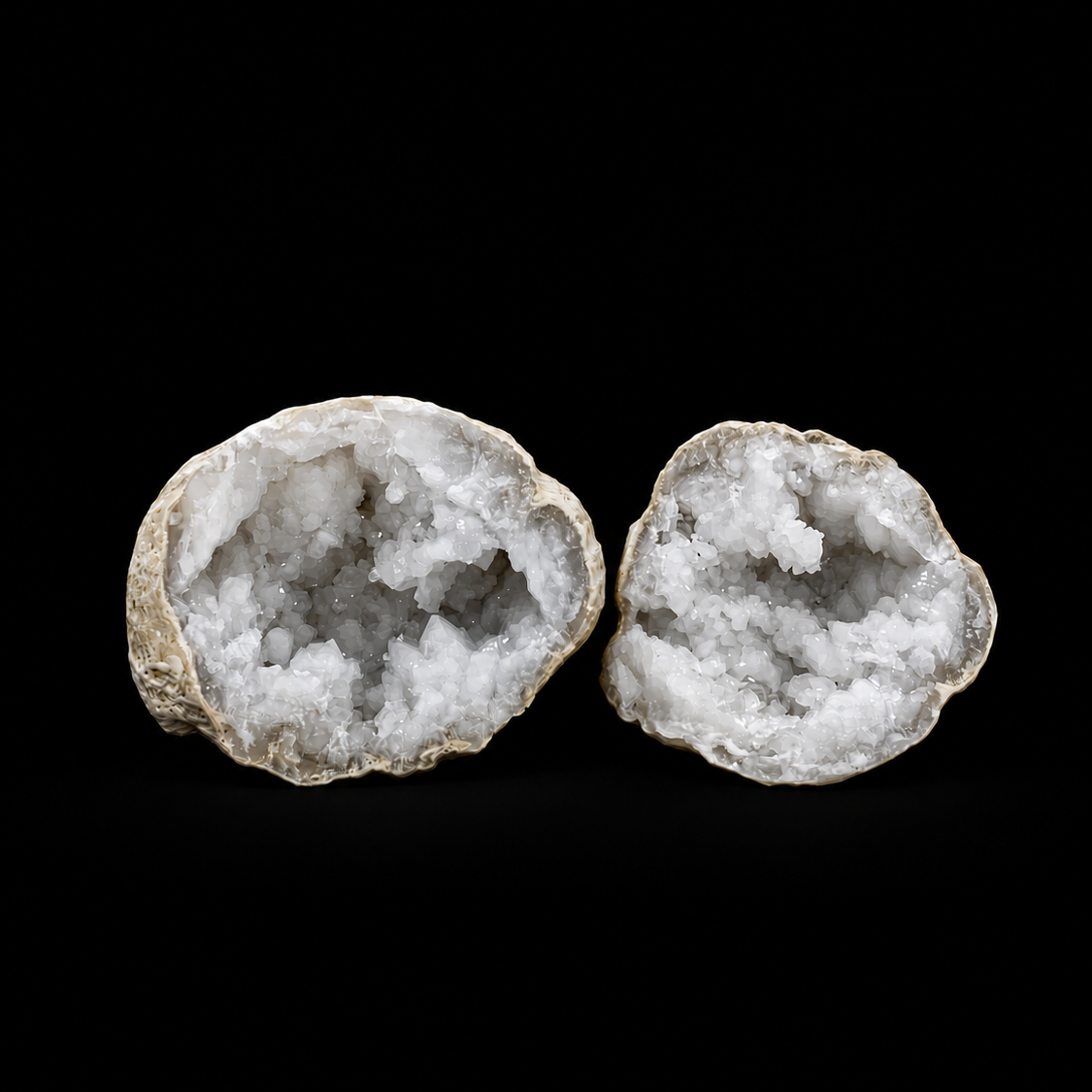 Clear Quartz Geode Pair