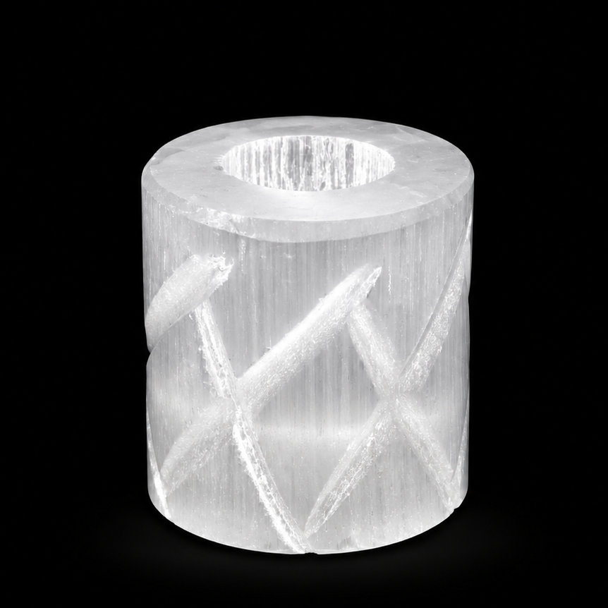 Diamond Selenite Candle Holder