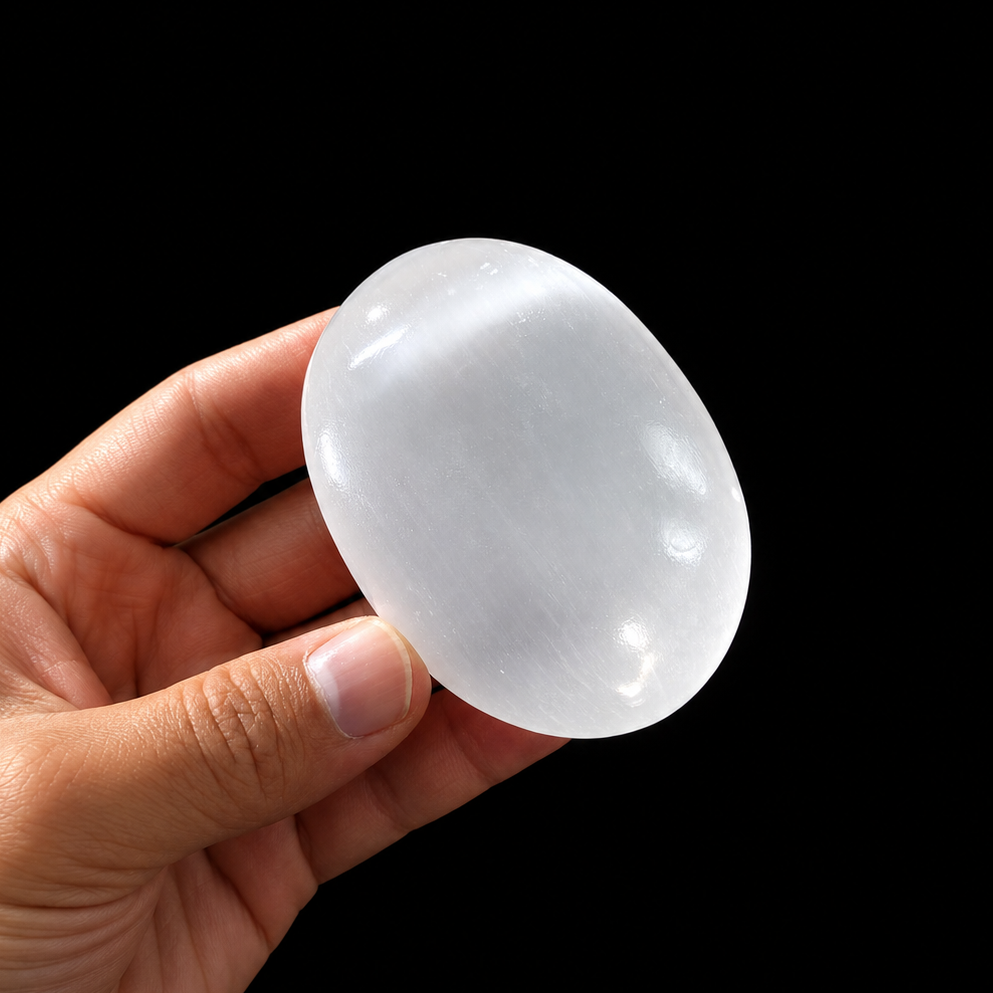 Selenite Palm Stone