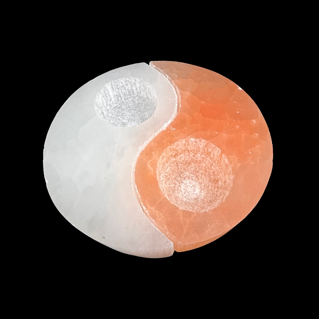 Yin Yang Selenite Candle Holder