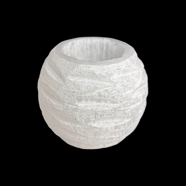 Selenite Snowball Candle Holder