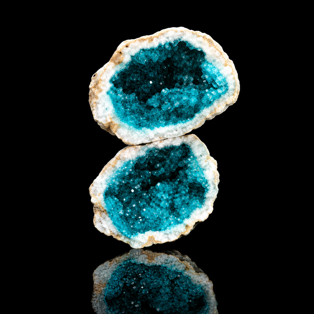 green geode  on a black background