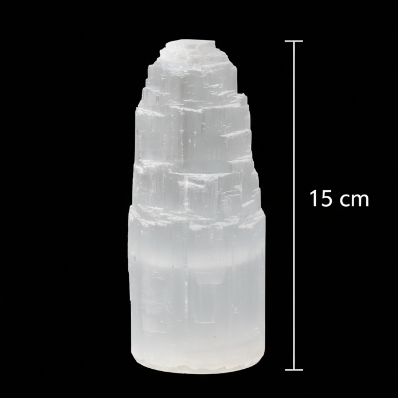 Selenite mountain lamp 15 cm size reference
